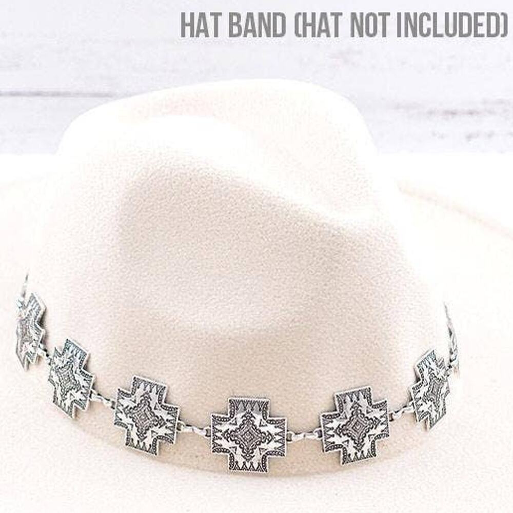 Concho Cross Hat Band in Silver